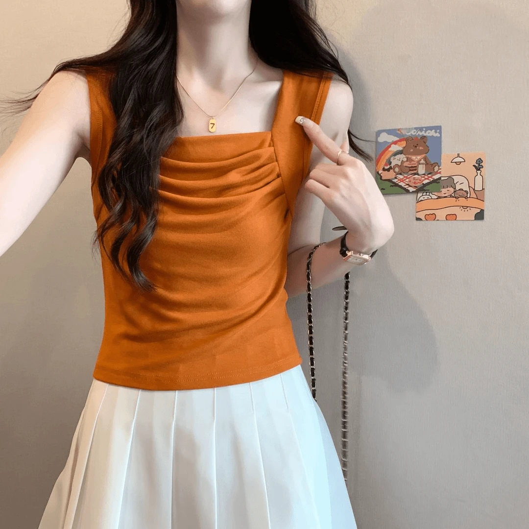拉夏贝尔莫代尔夏季新款吊带背心女设计感修身内搭纯欲慵懒风女装