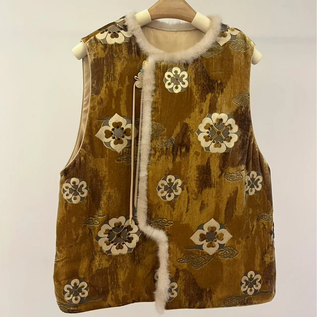 『晨曦』新中式桑蚕丝国风宽松马甲DGWQ3460