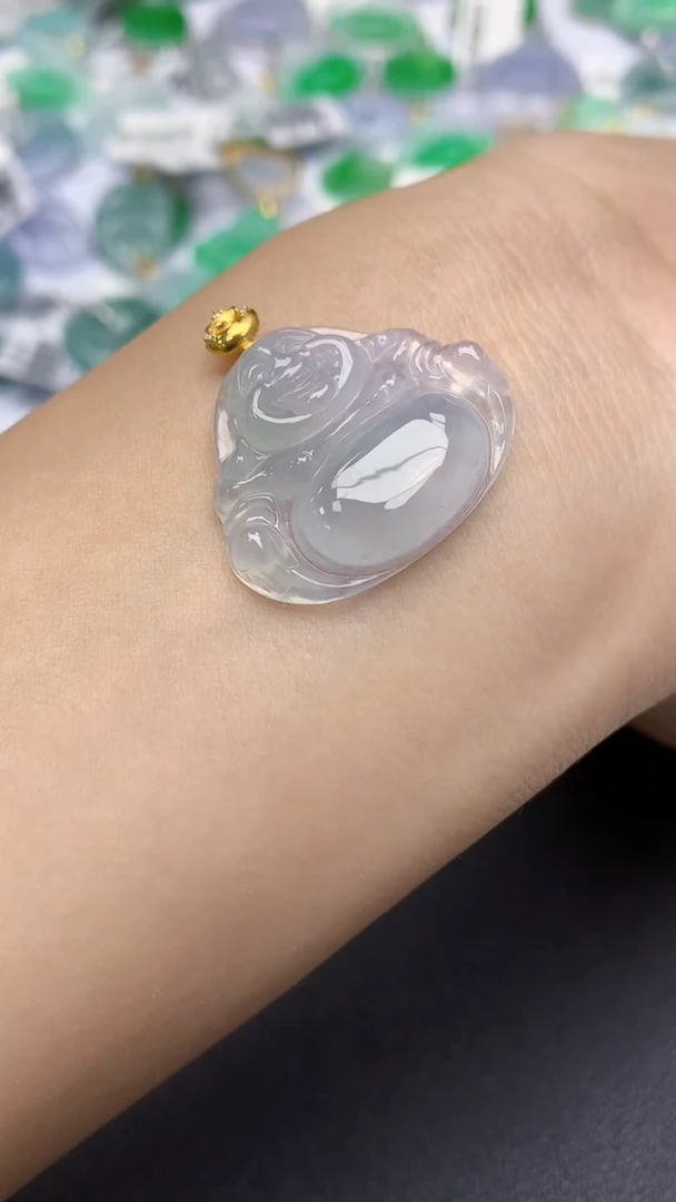 翡翠18K金镶嵌颈饰天然缅甸a货翡翠百元以上9元证书费自理