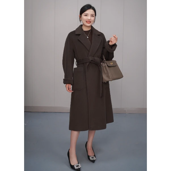 【反季】浴袍款带里衬M家秋冬醋酸里衬 30羊驼绒大衣