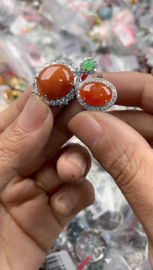 银S925镶嵌戒指翡翠1313---8