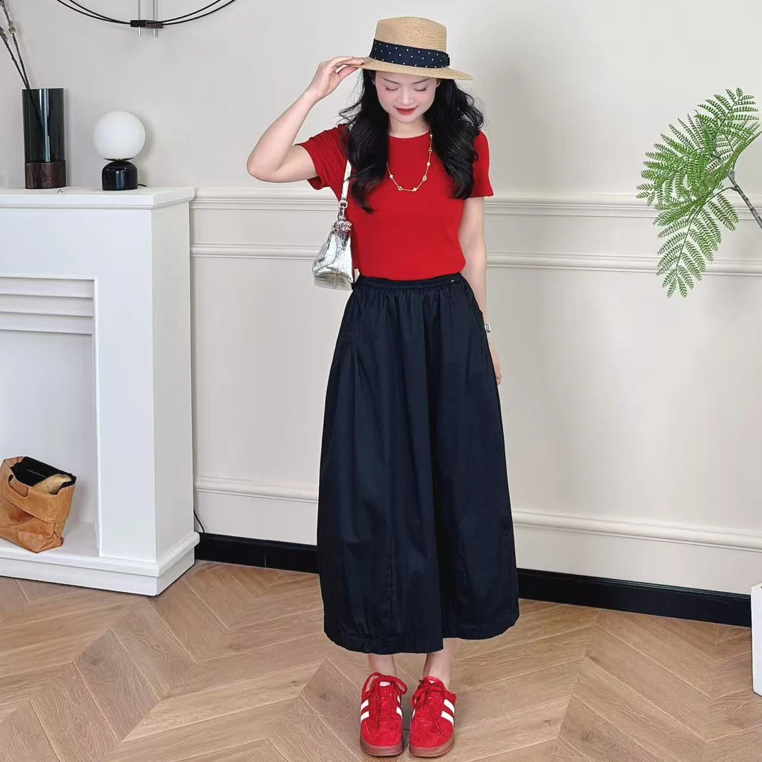 【PGXIAOM】小二定制黑白两色花苞半裙QZ5816