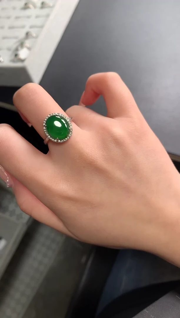【闪购商品】翡翠戒指银S925镶嵌5124