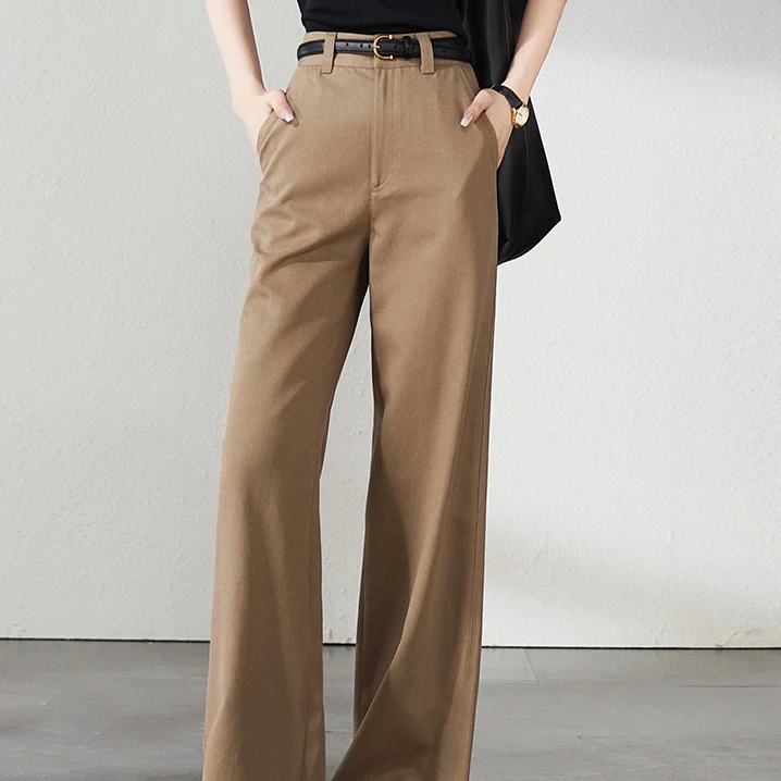 哥弟阿玛施正品新款女装百搭宽松高腰复古长裤时尚阔腿裤休闲裤子