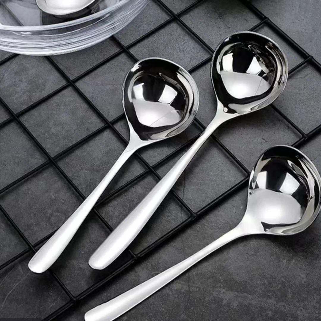 304不锈钢大头勺家用长柄粥勺学生高颜值厨房加厚加深汤
