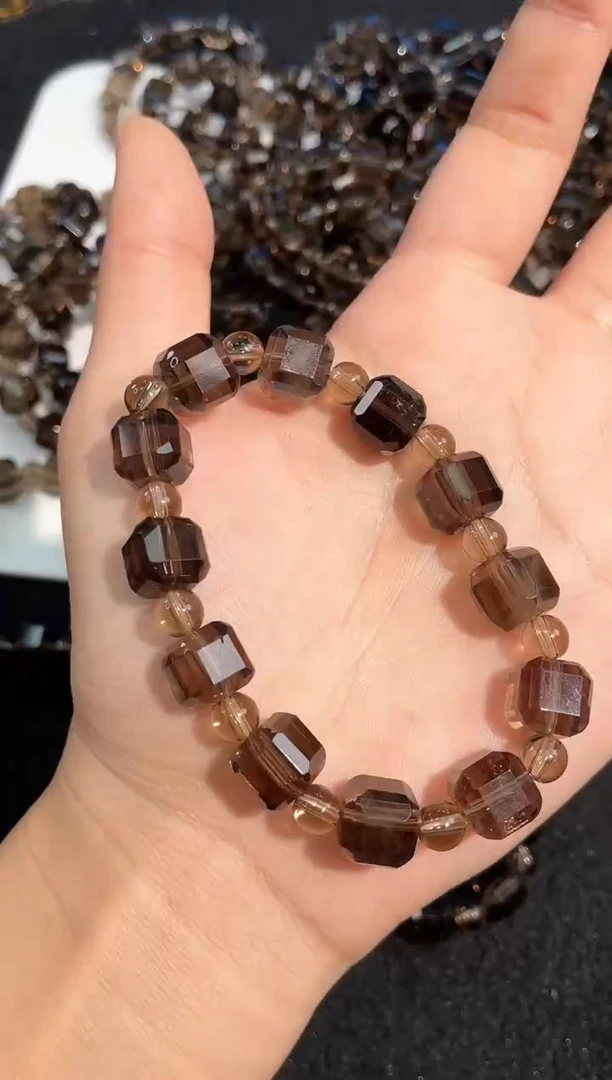 【闪购商品】水晶手链未镶嵌16号茶水晶方糖单圈