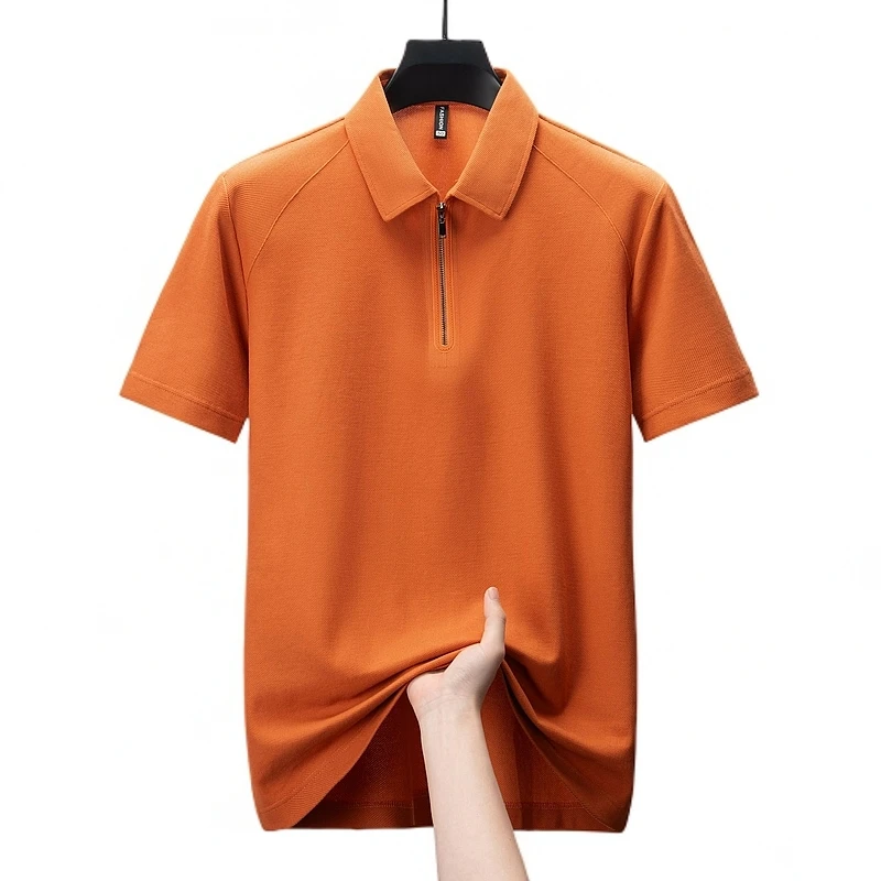 恩斯弗克2025男士夏季休闲薄款纯色半拉链透气polo杉短袖P5702