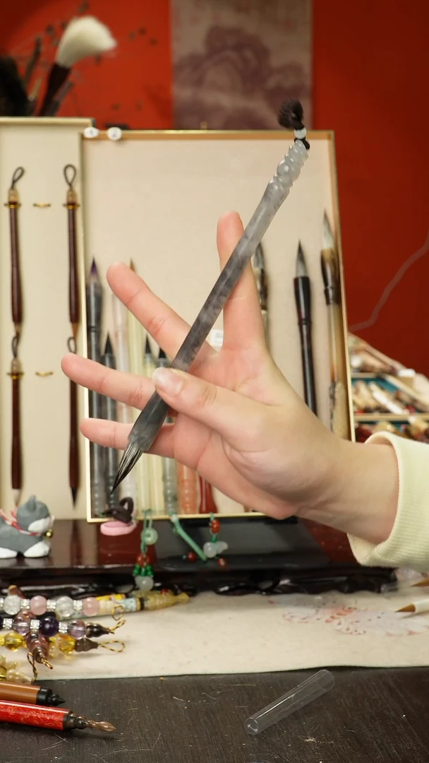 1号孤品高货毛笔链接 清水试笔 蘸墨不退