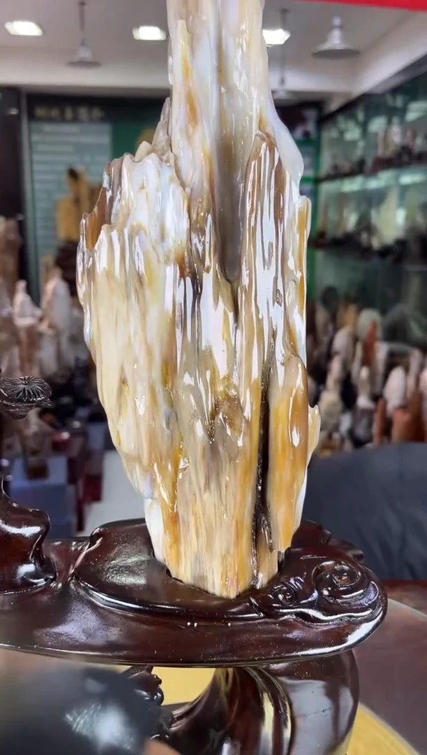 缅甸天然树化玉摆件