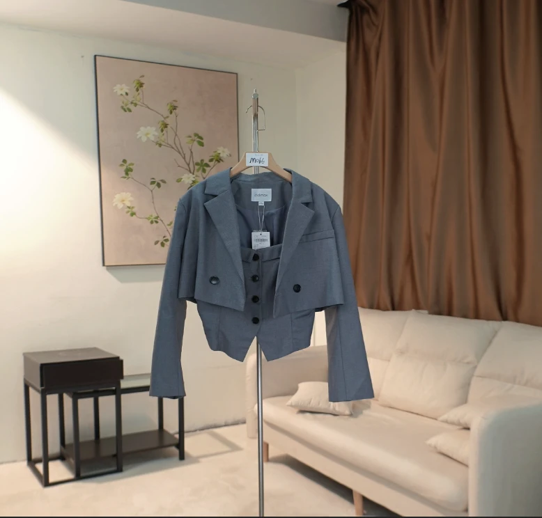 D013 小个子短款西装两件套外套女 89722