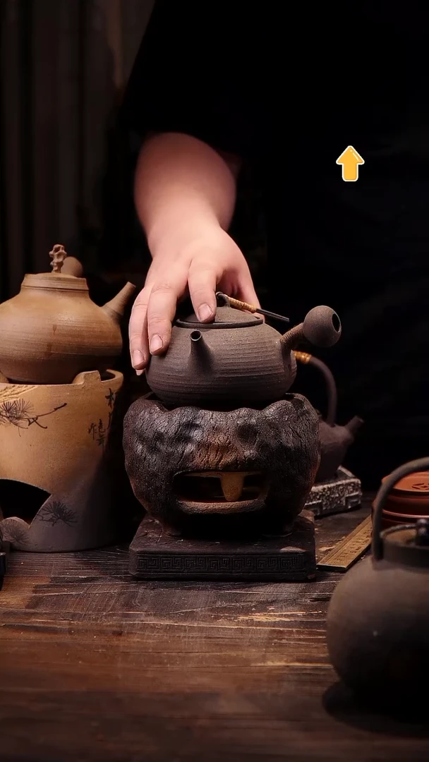 纯手工黑陶侧把加炉