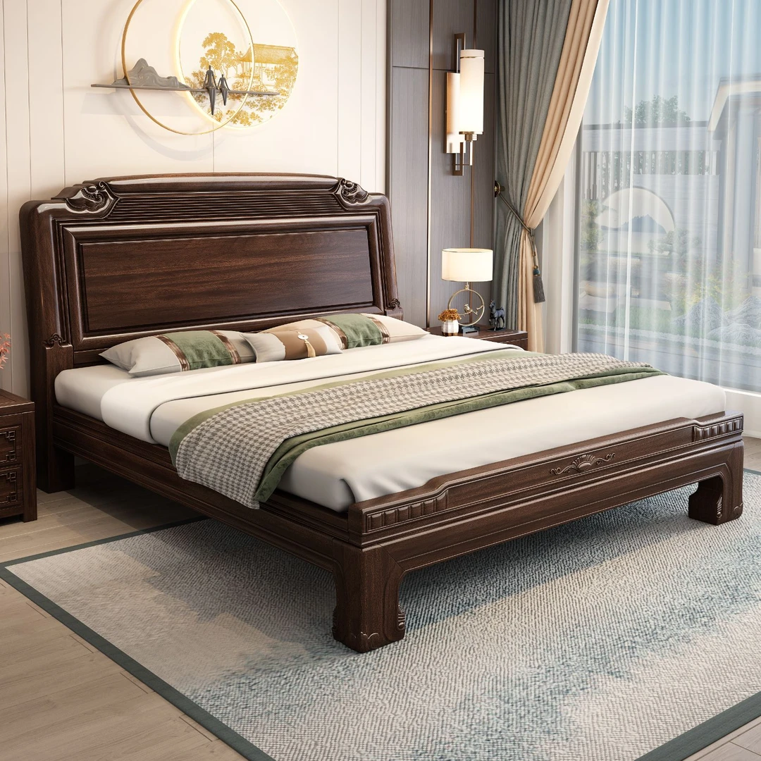 榫卯结构【吉祥简约】古典实木床雕花床双人床家用主卧大床x2婚床