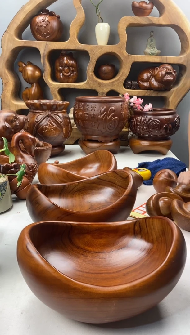 香樟木A7元宝果盆/尺寸