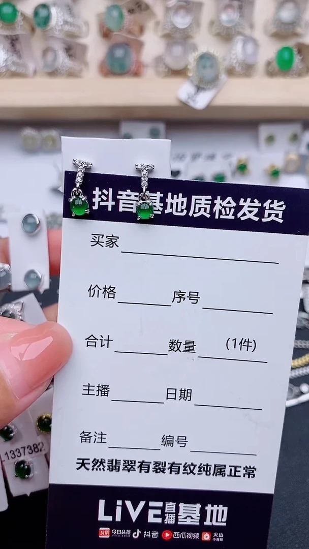 翡翠银S925镶嵌耳饰...........