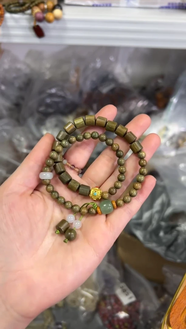 【闪购商品】维腊木（绿檀）手串/手链绿檀木原款设计款双圈[279]