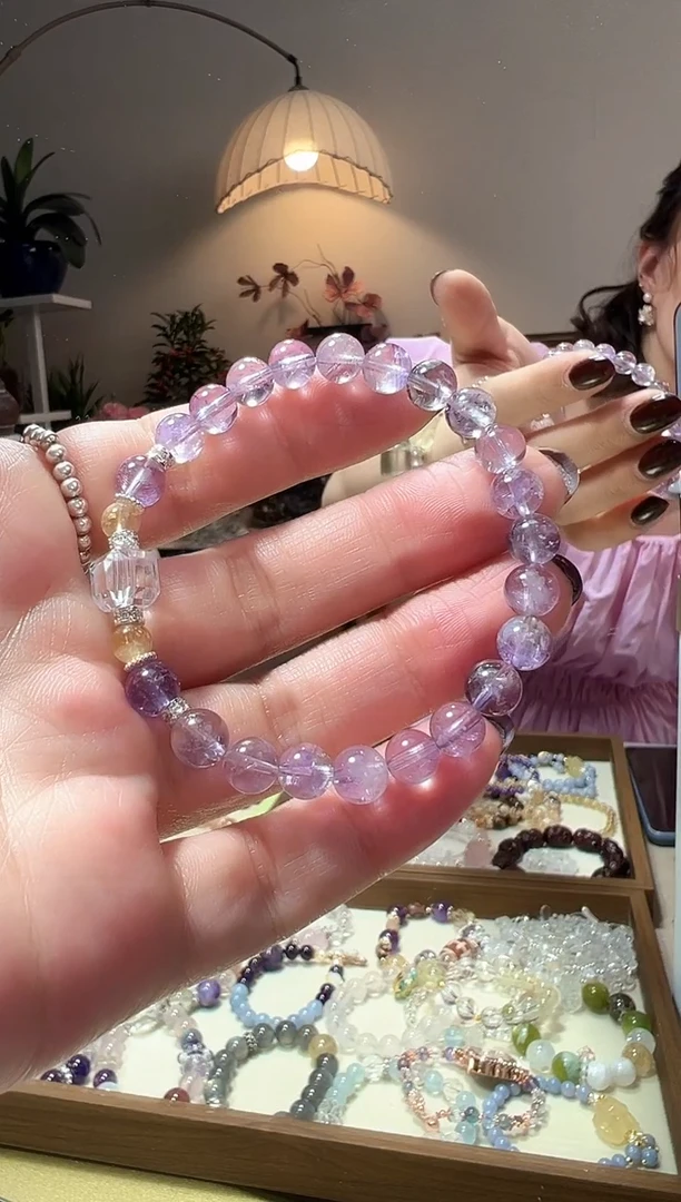 水晶手链未镶嵌新薰衣草紫手串
