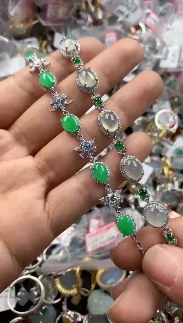 银S925镶嵌戒指翡翠999----2