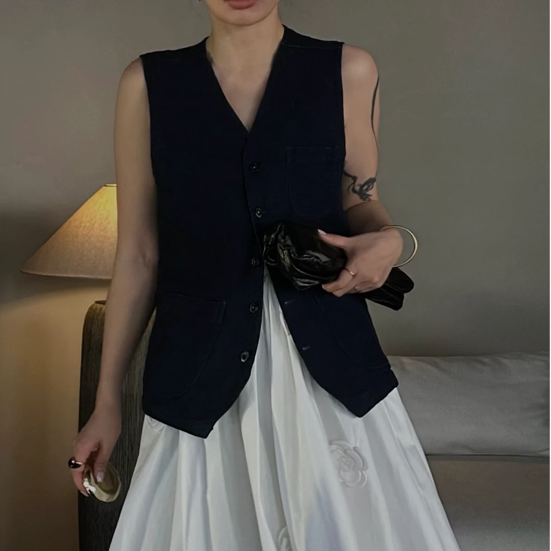 【CHUMINGMING】《星梦》条纹拼接牛仔马甲LY25027