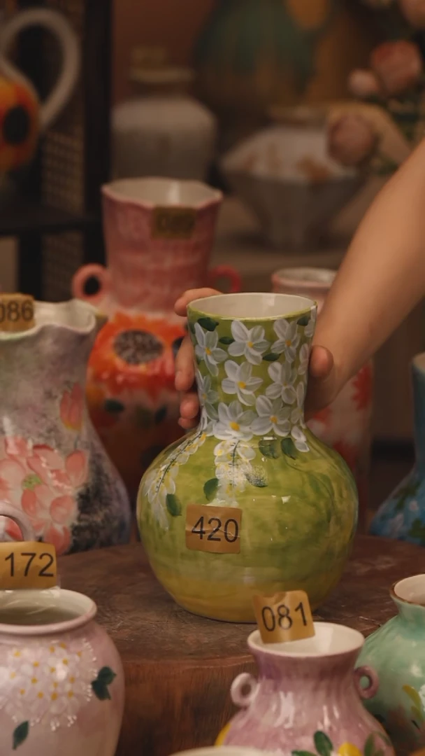 陶瓷420景德镇设计师手作花器摆件侘寂风