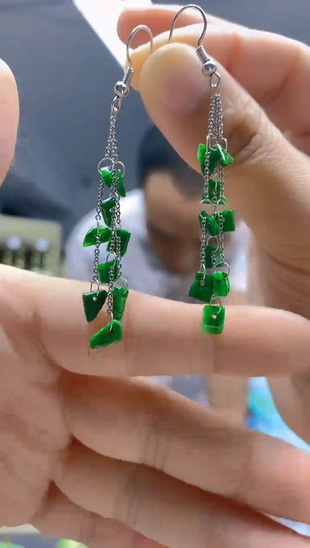 【闪购商品】翡翠耳饰银S925镶嵌0127翡翠耳钩