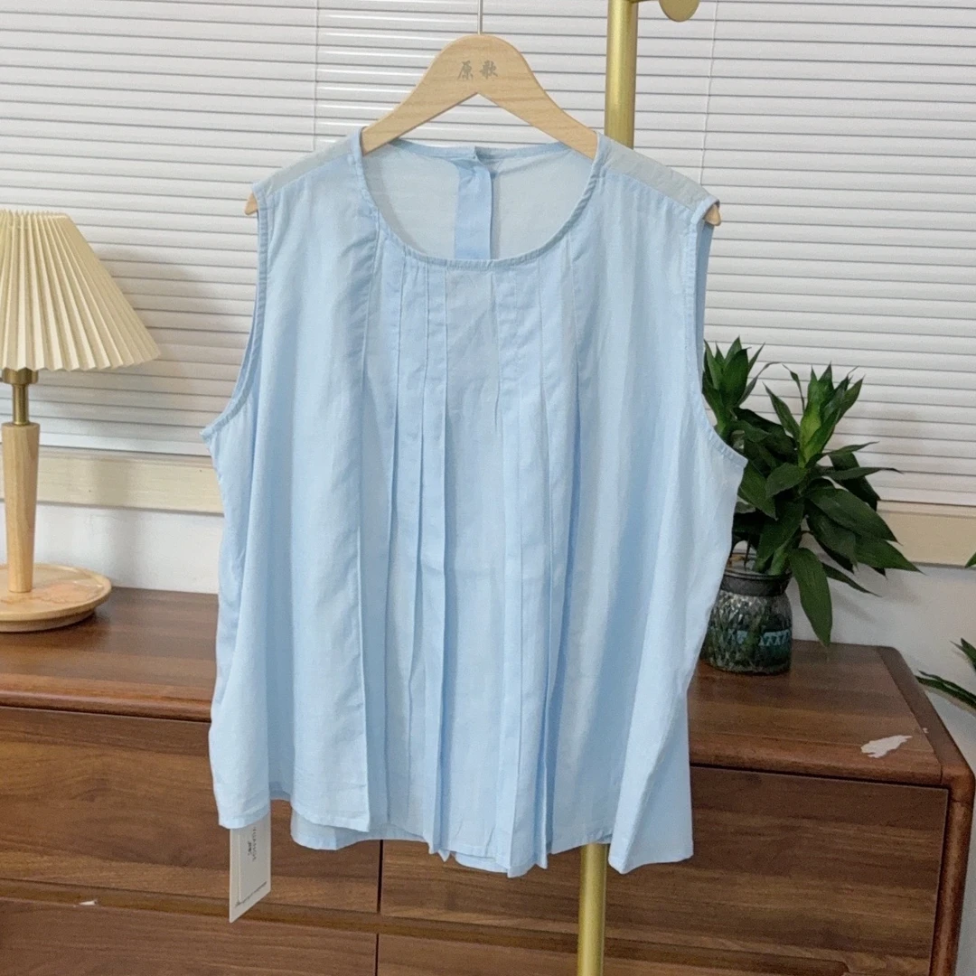 【原歌】夏季新款高级感时尚后排扣圆领无袖小衫后YG720