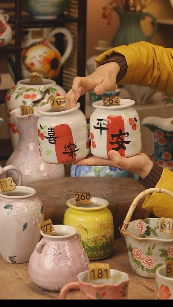 陶瓷景德镇设计师手作花器摆件侘寂风@M682和707@2个