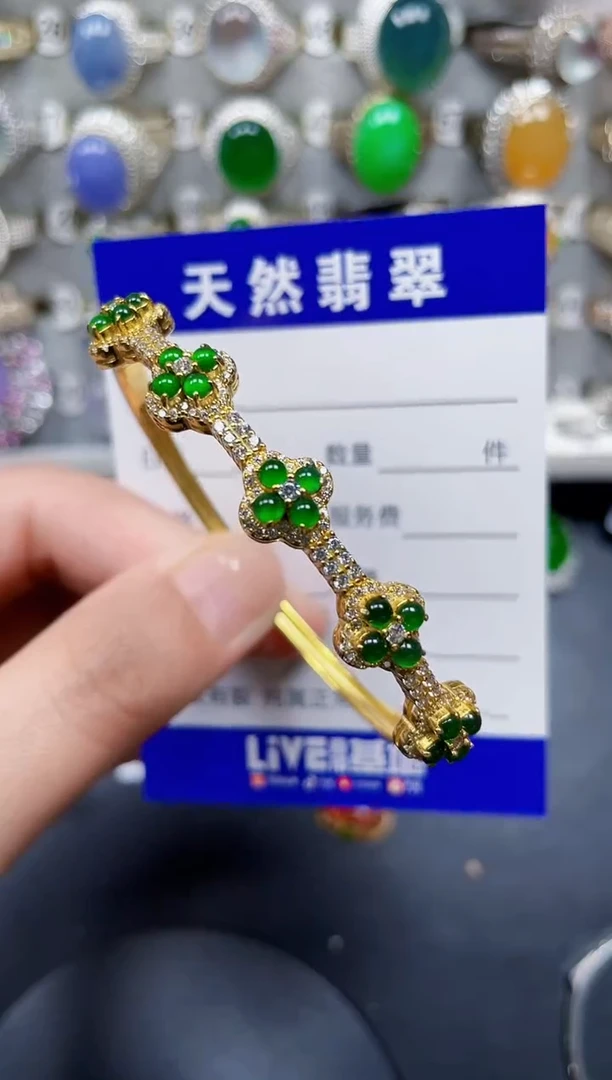 银S925镶嵌手镯翡翠363