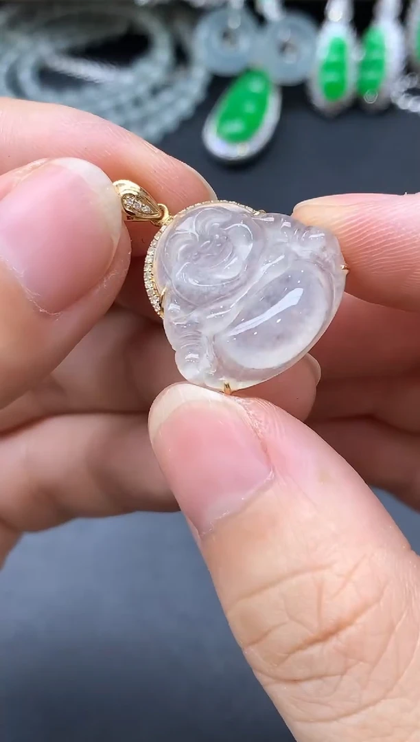 颈饰18K金镶嵌翡翠214-中国好珍宝