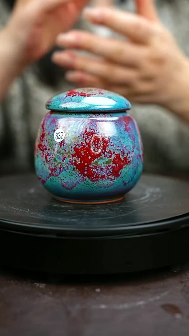 832#原矿钧瓷炉钧釉茶仓