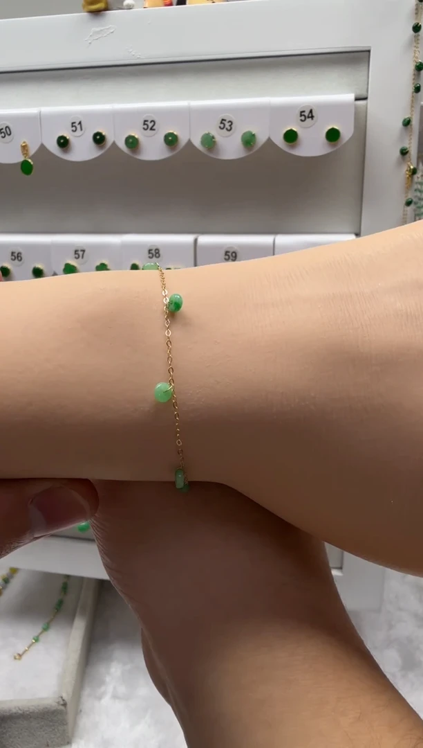 18K金镶嵌手链翡翠缅甸天然翡翠a货