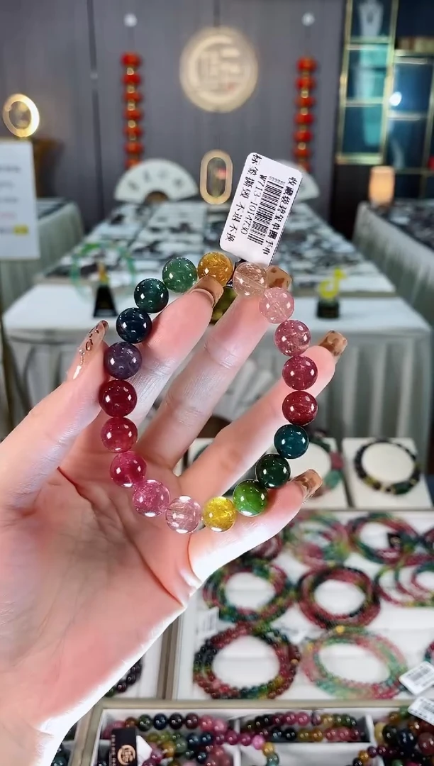 未镶嵌老矿碧玺色标单圈手串10mm+碧玺dan多样性发货一条