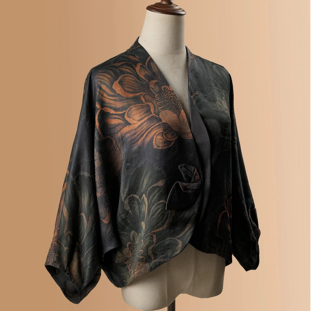 CHEN HENG 太阳  花罗香云纱妈妈小衫真丝上衣女100桑蚕丝开衫