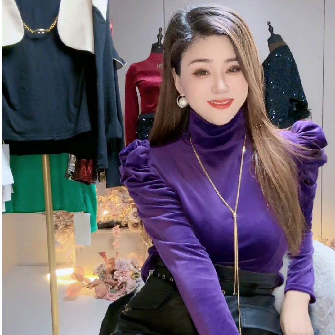 谢3379新款打底衫长袖时尚百搭修身秋冬显瘦气质洋气女士半高领2