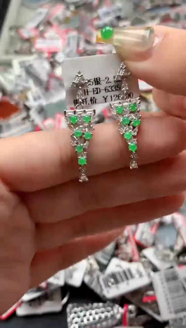 银S925镶嵌戒指翡翠天然A货缅甸翡翠