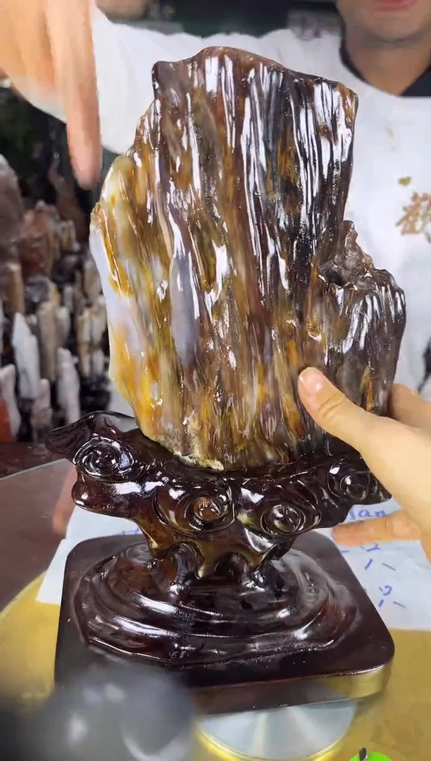 未镶嵌珠宝奇石硅化玉缅甸天然树化玉精品居家摆件