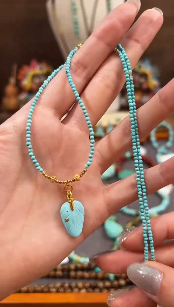 绿松石18K金镶嵌颈饰绿松石项链