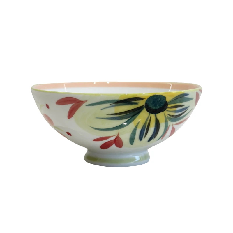 【DG家】11.5*5CM 墨彩花卉 手绘米饭碗 家用汤碗 釉下彩 拍一发二