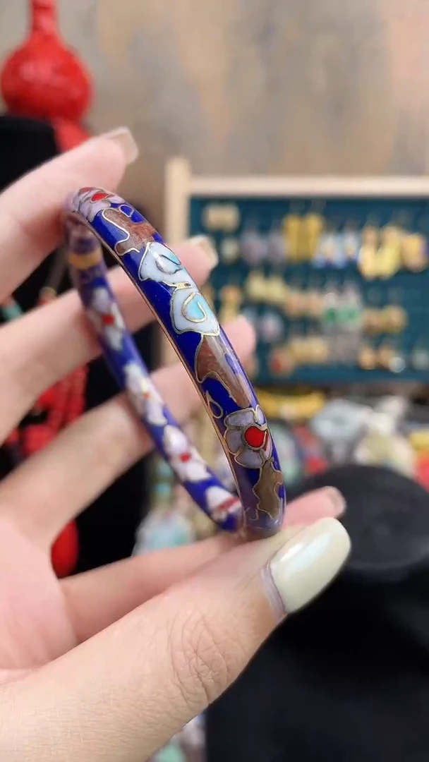 非遗手工景泰蓝开口镯子宝蓝