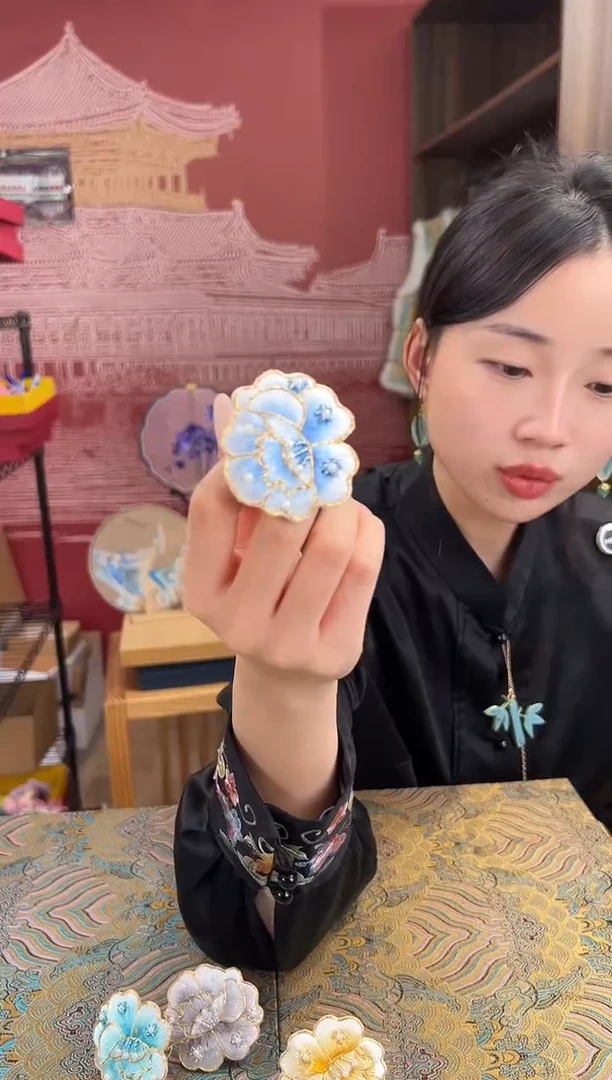 【闪购商品】刺绣苏绣手工刺绣丝巾扣