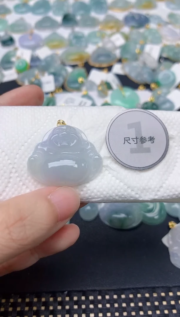 颈饰18K金镶嵌翡翠天然缅甸A货翡翠