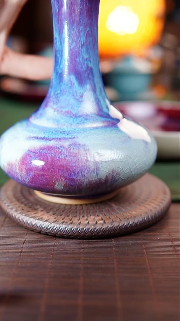 533 胆瓶 花器 山河釉色 钧瓷窑变 18cm