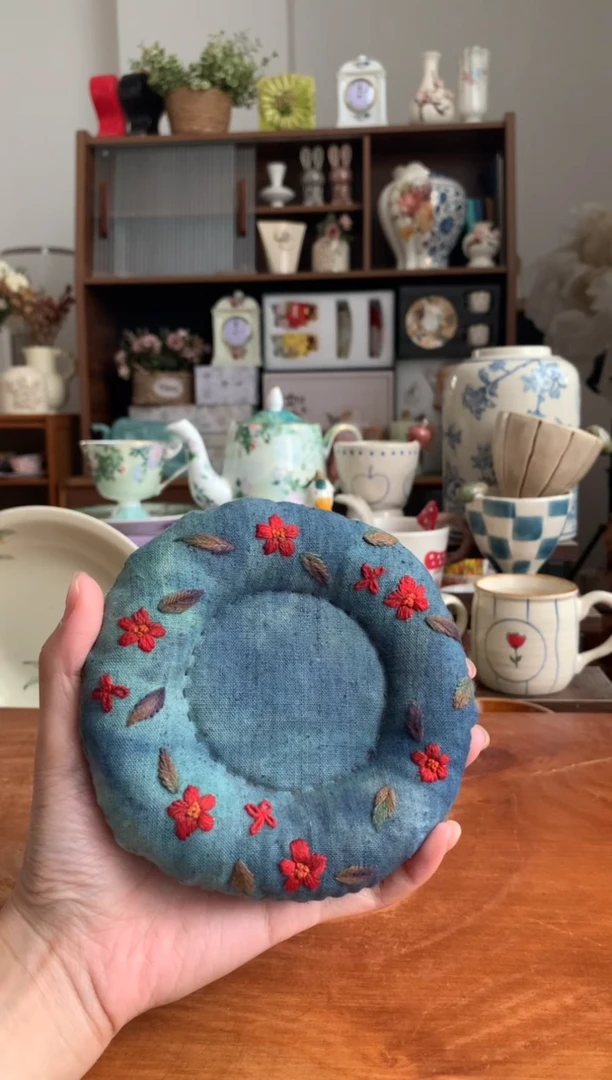 陶瓷333纯手工刺绣杯垫