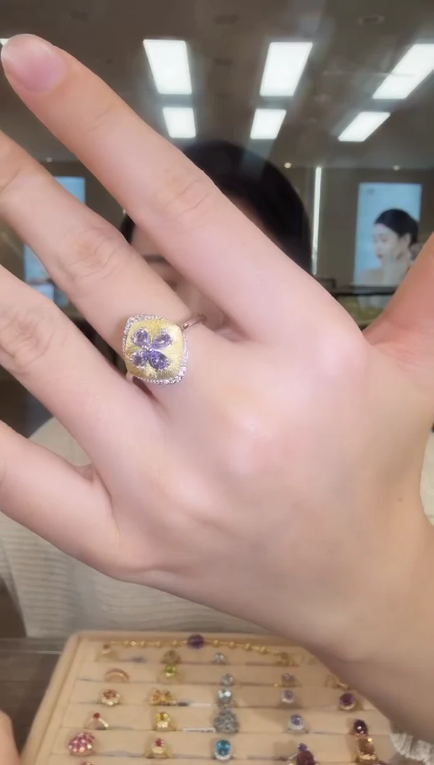 银S925镶嵌戒指坦桑石13