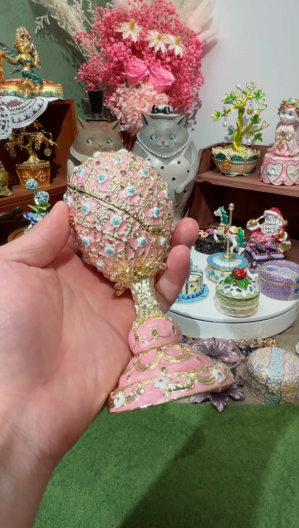 【闪购商品】瓷片福福价格高质珐琅彩合金摆件首饰盒