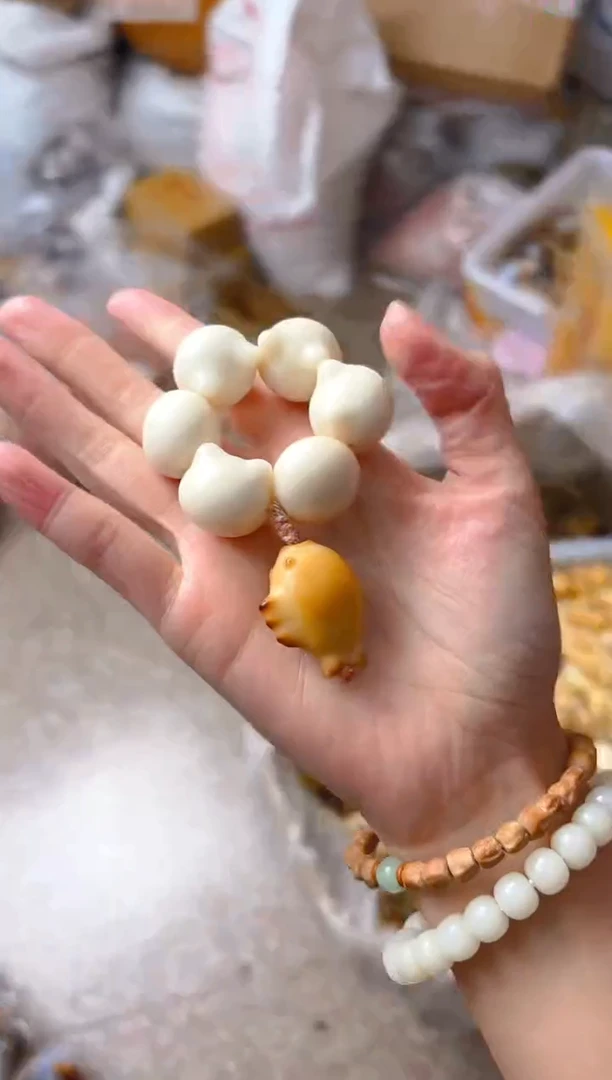 吊坠菩提根/象牙果白色猫猫头手捻  鱼