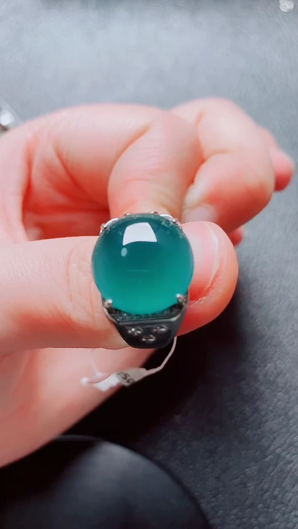 翡翠戒指银S925镶嵌翡翠