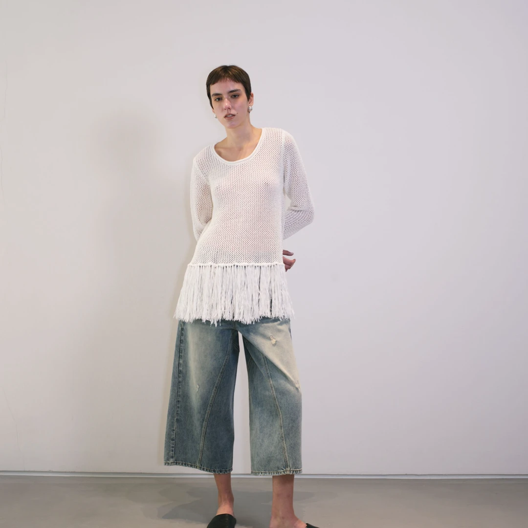 【MANZANILLA】25春夏JM25SS070178设计师长袖针织流苏衫