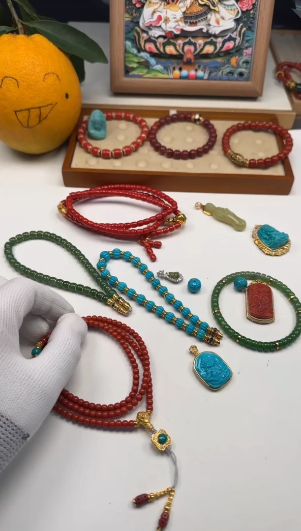 18K金镶嵌手串手串南红玛瑙雪*～手串手串