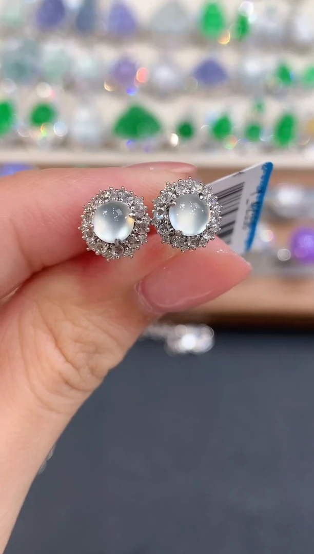 18K金镶嵌翡翠耳饰a134多样性一件发货