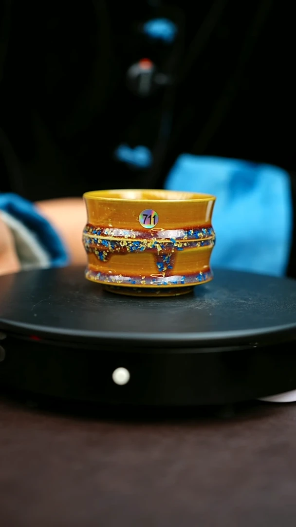 711#原矿钧瓷炉钧釉竹节杯